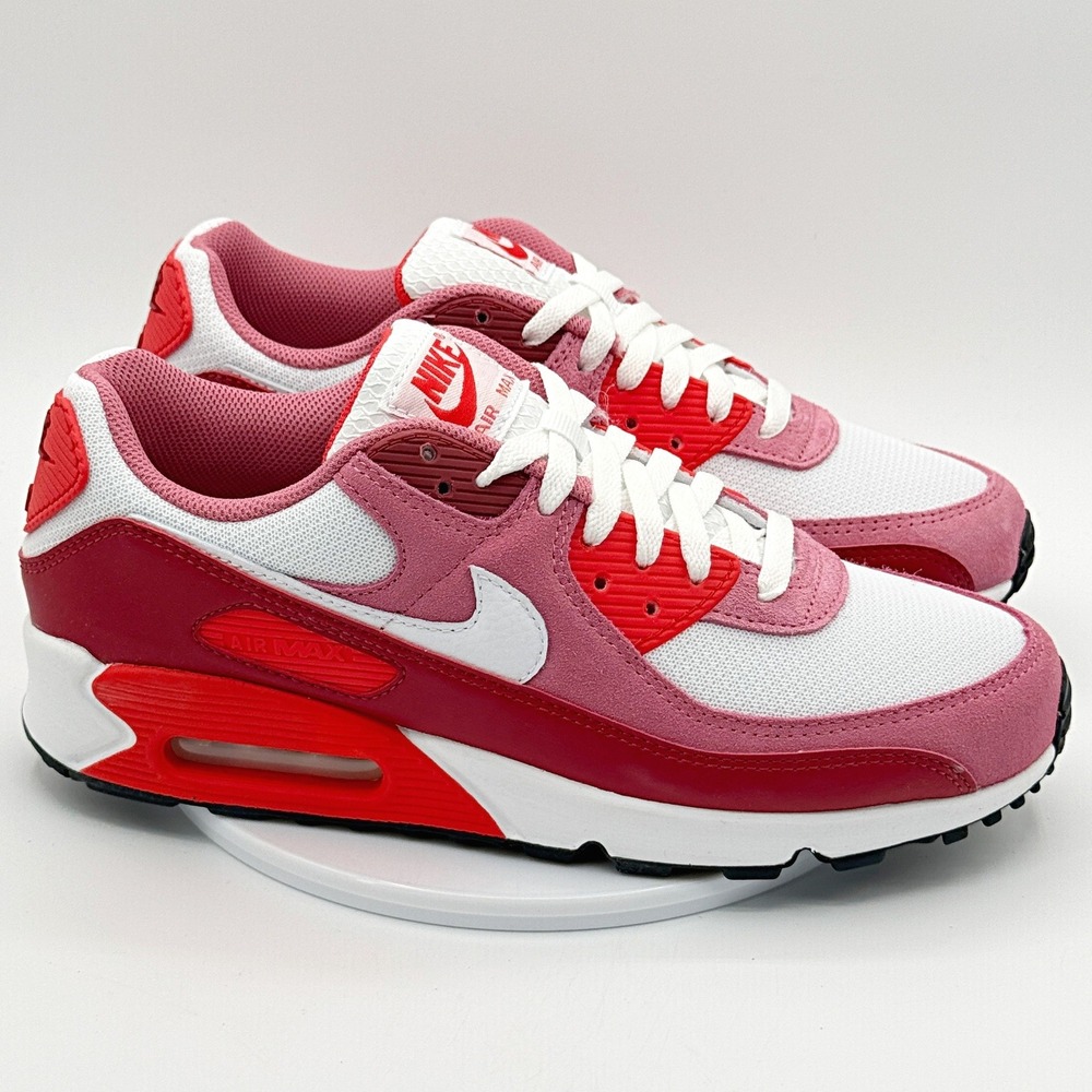 Nike Air Max 90‎ Shoes Size 9.5 Mens Peony/White Crimson DM0029-600, NEW